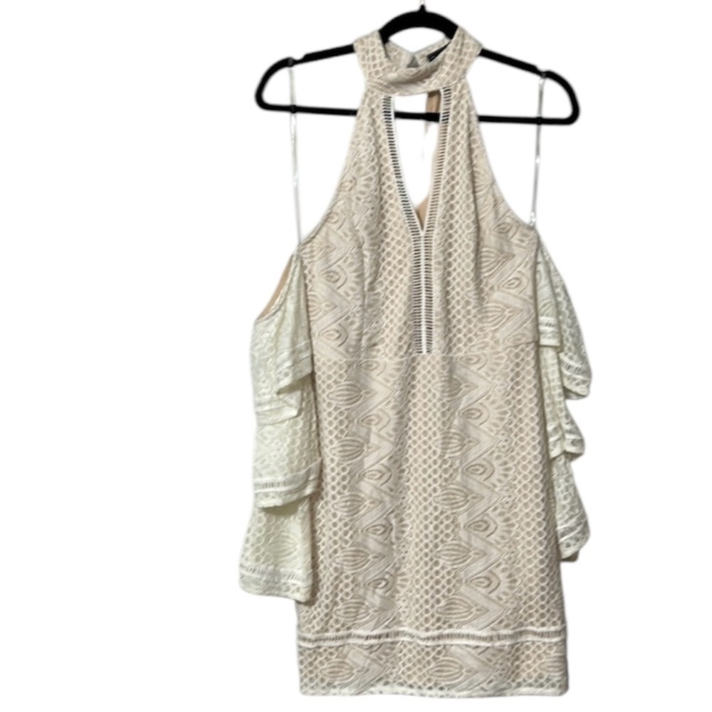 Blithe white lace cold shoulder lined dress Bridal Events size Medium